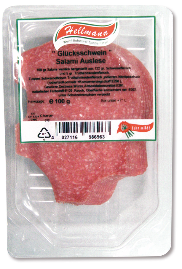 Schweinchenform-Salami ‚Auslese‘ 100 g geschn.