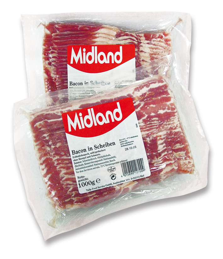 Dän. Bacon Marke ‚Midland‘ geschnitten