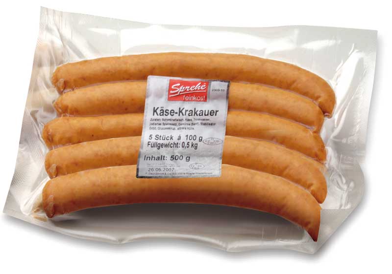 Käse-Krakauer 5 x 100 g im Schweinedarm