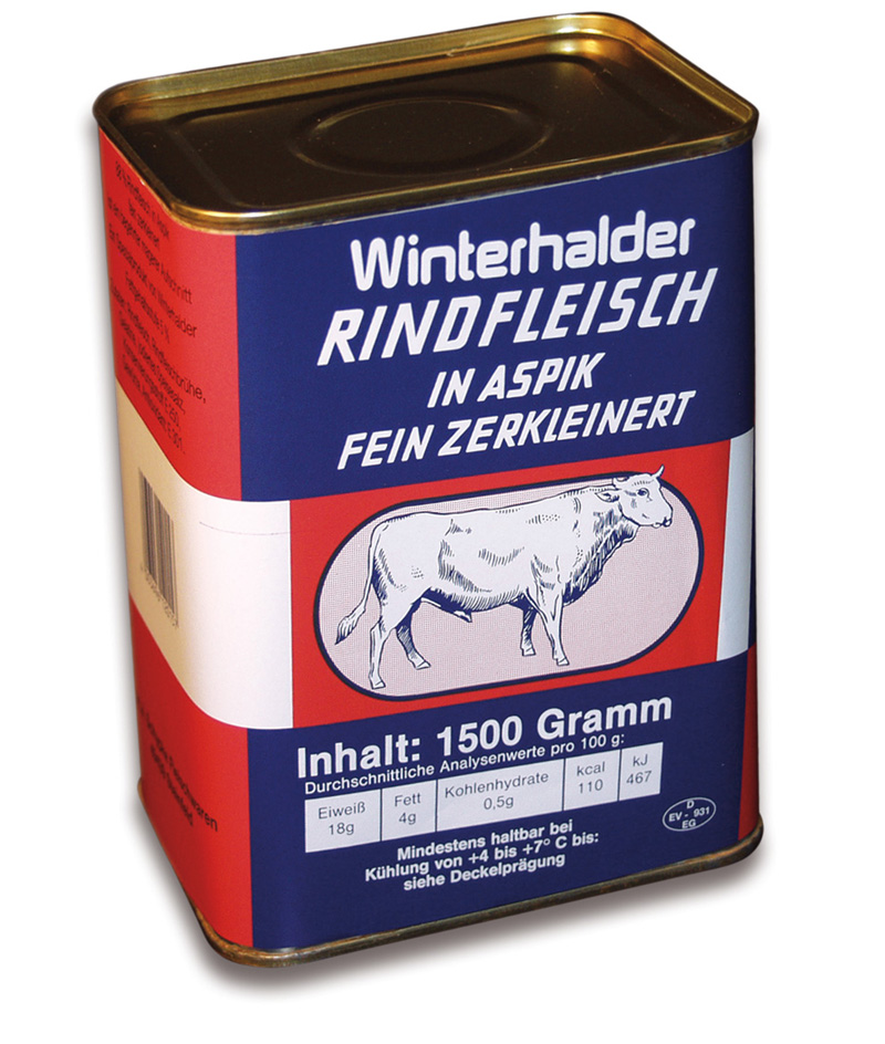 Rindfleisch in Aspik ‚Winterhalder‘ 1,5 kg Dose