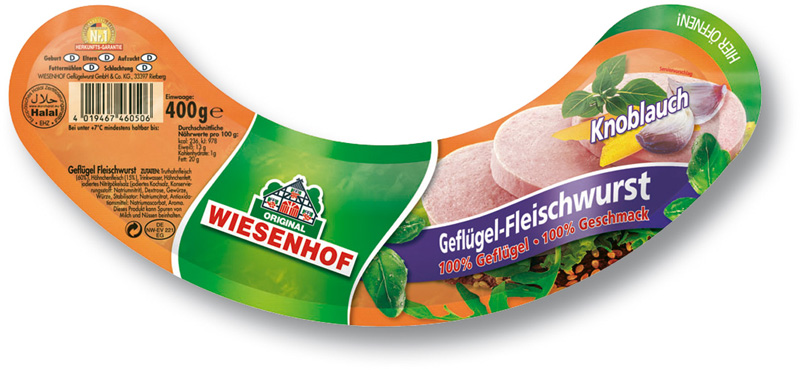 Gefl.  Fleischwurst 1/2 Ring m.Knoblauch 2 x 200 g