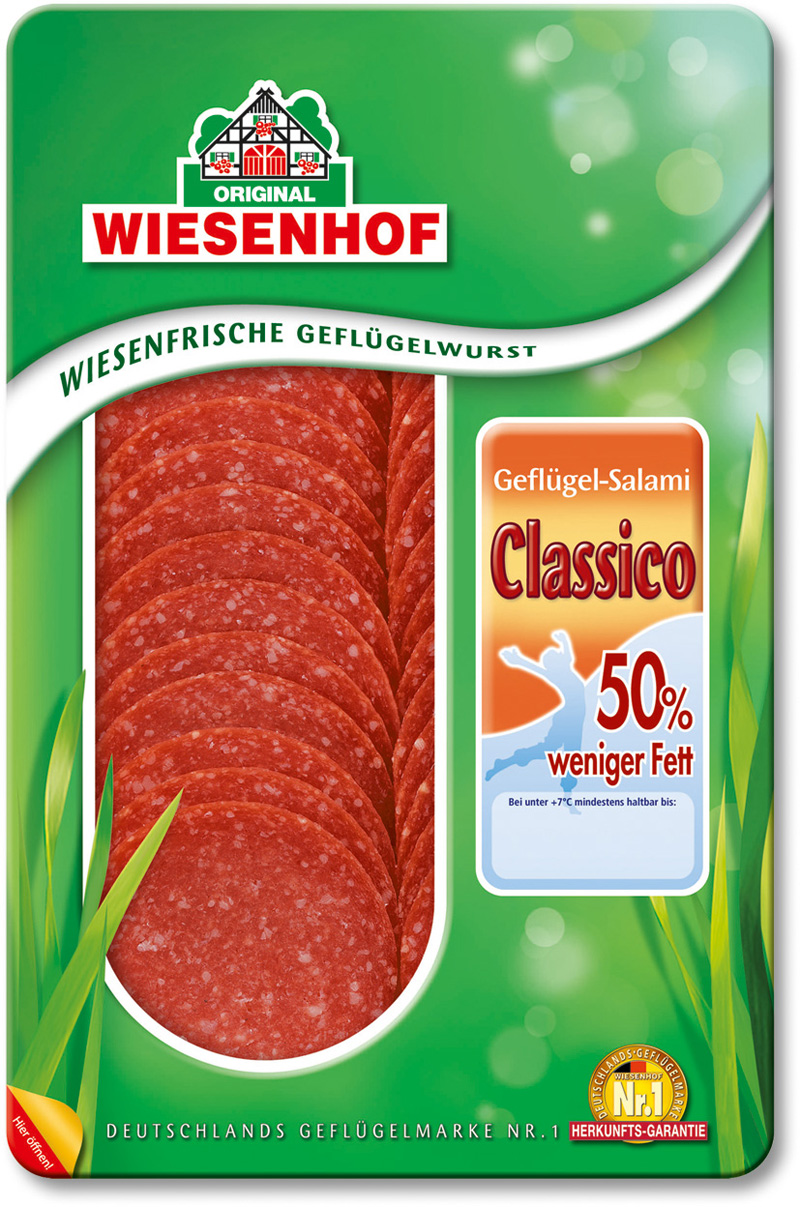 Wiesenhof Geflügel Salami extra fein 100g Kal. 95